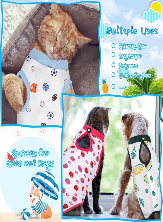 Kacctyen 6 Set Cat Recovery Suit After Surgery Female and Male Cat Kitten Surgery Suit E Collar Alternative Pajama Kitty Clothes for Spay Abdominal Skin Anti Licking(Fruit,Medium) - Image 2